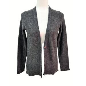 Gap Charcoal Gray Silver Metallic Wool Blend Button Front Cardigan